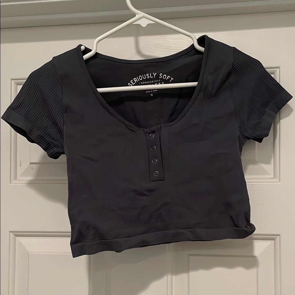 Aeropostale Seriously Soft Black Crop Top